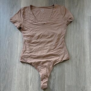 Chic Tan V-Neck Bodysuit